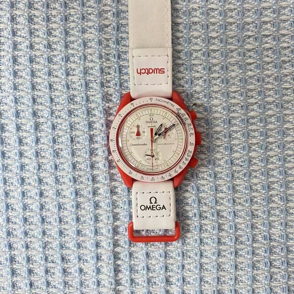 🔥Swatch x Omega Mars ChronographRed Bioceramic Alaska Hands